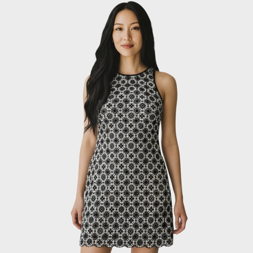 Max Studio Dress Womens 2 Black Gold Floral Bodycon Sleeveless Cocktail Mini